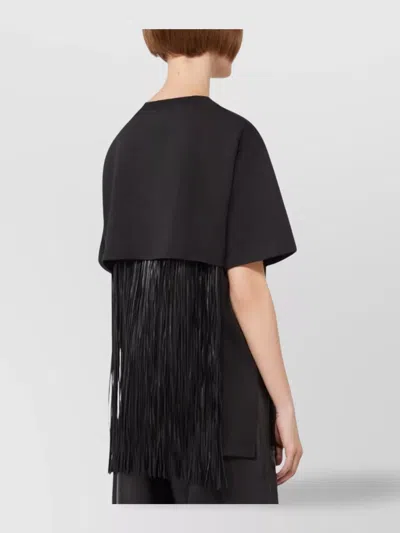 Sportmax Fringe Detail Jersey T-shirt In Black