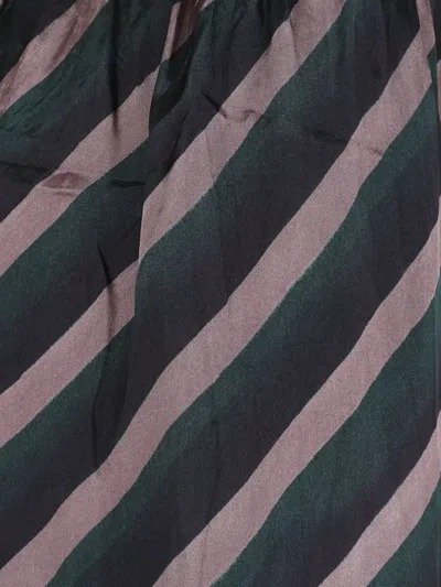 Dries Van Noten Striped Relaxed Fit Trousers With Elastic Waistband In Brown