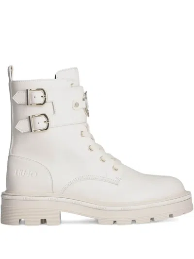 Liu •jo Buckle Logo Boots In White