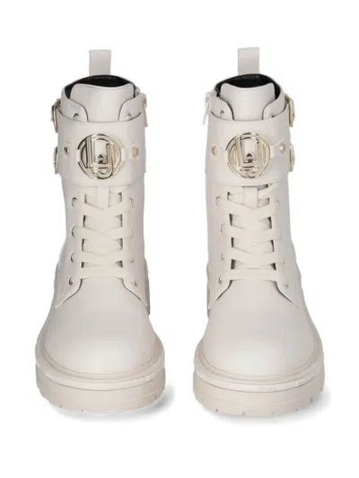 Liu •jo Buckle Logo Boots In White