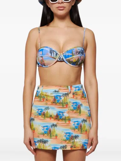 Les Benjamins Printed Bikini Top In Blue