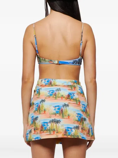 Les Benjamins Printed Bikini Top In Blue