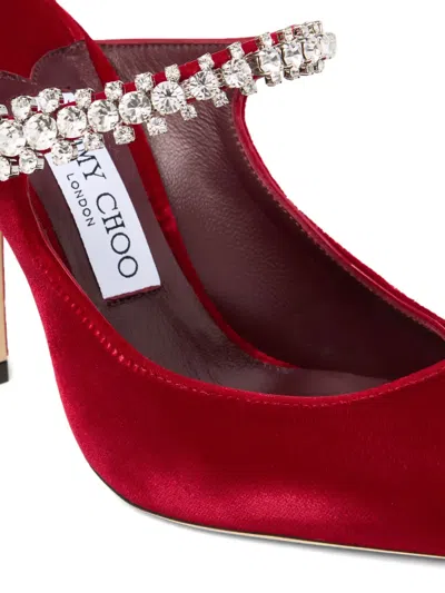 Jimmy Choo 100mm Bing Embellished Velvet Mule Pumps In Red