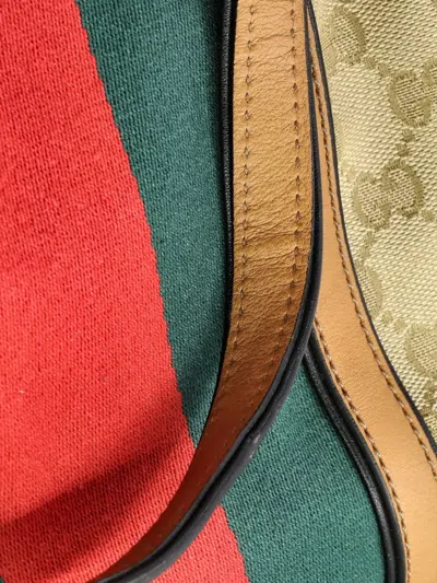 Pre-owned Gucci Rania Convertible Top Handle Bag Web Gg Canvas Small Satchel In Neutral