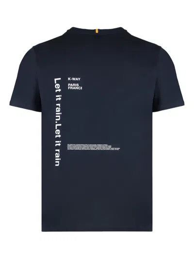 K-way Odom Letitrain Cotton Crew-neck T-shirt In Blue