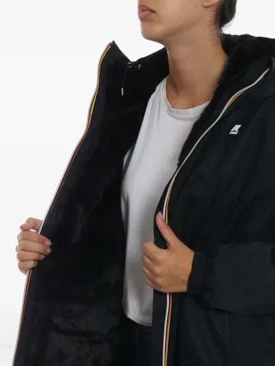 K-way Hooded Zipped Parka In Black