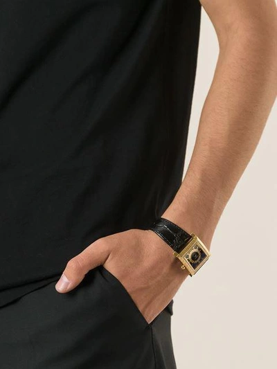Shop Versace Greek Key Watch In Black