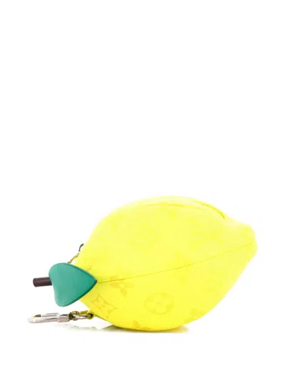 Pre-owned Louis Vuitton Lemon Limited Edition Colored Monogram Canvas Pouch In Yellow