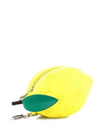 Pre-owned Louis Vuitton Lemon Limited Edition Colored Monogram Canvas Pouch In Yellow