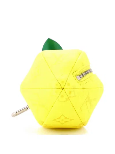 Pre-owned Louis Vuitton Lemon Limited Edition Colored Monogram Canvas Pouch In Yellow