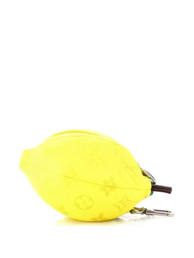 Pre-owned Louis Vuitton Lemon Limited Edition Colored Monogram Canvas Pouch In Yellow