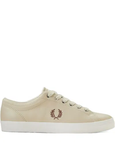 Fred Perry Logo-embroidered Leather Sneakers In Brown