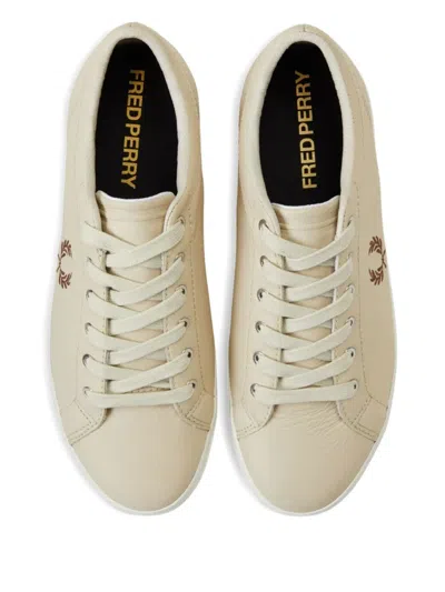 Fred Perry Logo-embroidered Leather Sneakers In Brown