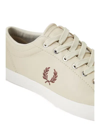 Fred Perry Logo-embroidered Leather Sneakers In Brown