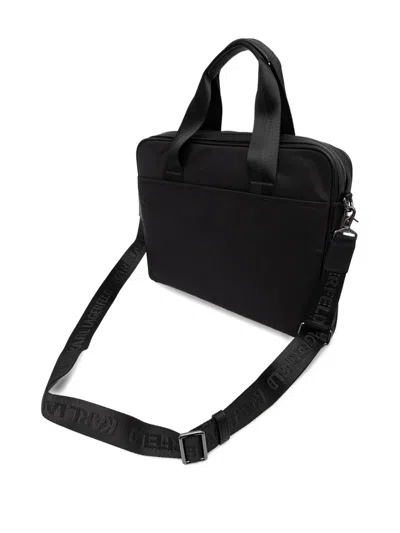 Karl Lagerfeld Logo-appliqué Laptop Bag In Black