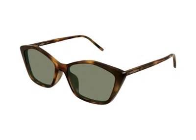 Pre-owned Saint Laurent Women's  Cat Eye Sunglasses /003) In Havana Havana Green/green (sl 775
