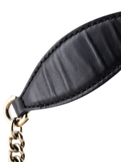 Pre-owned Gucci Emily Chain Flap Ssima Leather Small Shoulder Bag In Black