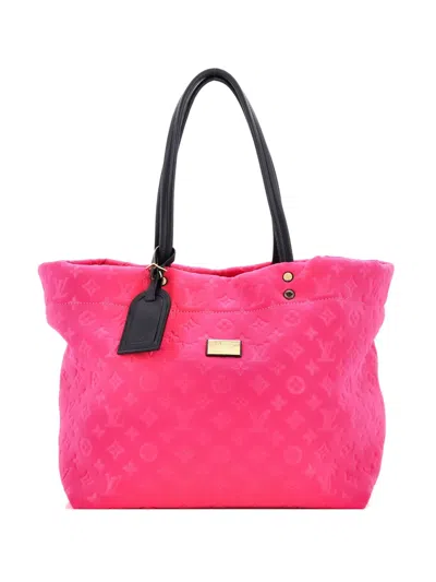 Pre-owned Louis Vuitton Scuba Monogram Embossed Neoprene Mm Tote Bag In Pink
