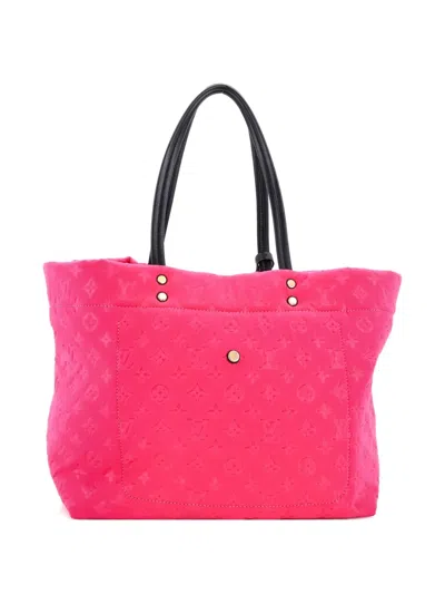Pre-owned Louis Vuitton Scuba Monogram Embossed Neoprene Mm Tote Bag In Pink