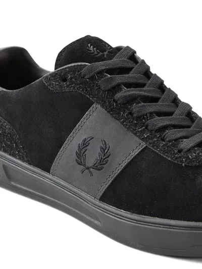 Fred Perry Suede Sneakers With Iconic Embroidery In Black