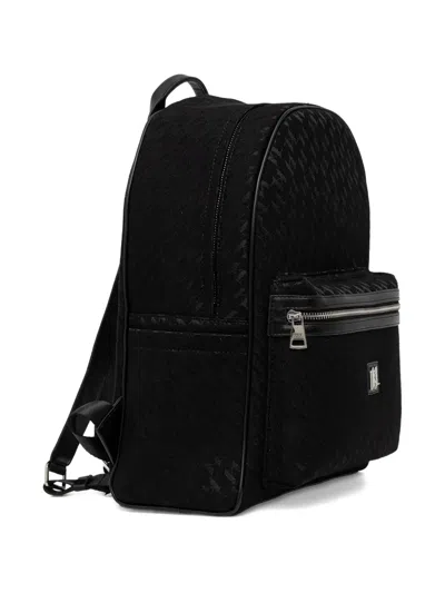 Karl Lagerfeld Logo Pattern Backpack In Black