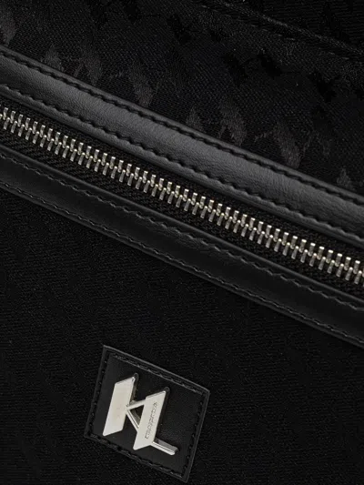 Karl Lagerfeld Logo Pattern Backpack In Black