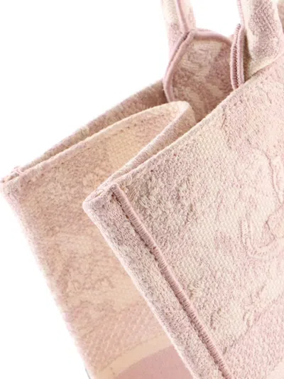 Pre-owned Dior Book Embroidered Canvas Medium Tote Bag In Pink