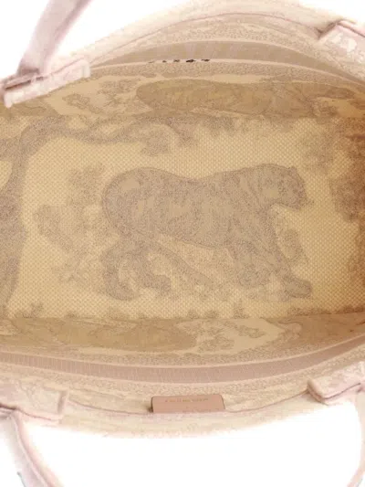 Pre-owned Dior Book Embroidered Canvas Medium Tote Bag In Pink