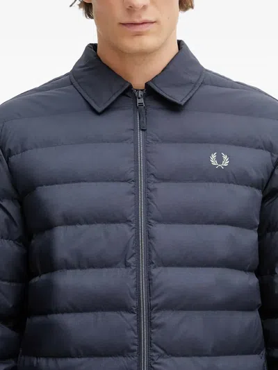 Fred Perry Logo-embroidererd Padded Jacket In Blue