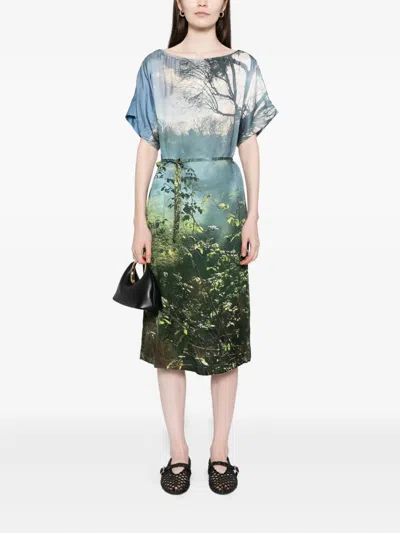 Agnès B. Saphir "jardin Brumeux" Dress In Multi