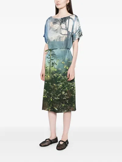 Agnès B. Saphir "jardin Brumeux" Dress In Multi