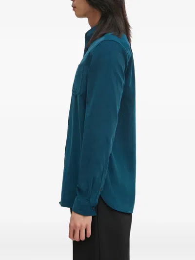 Fred Perry Logo-embroidered Corduroy Shirt In Blue