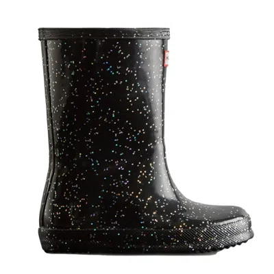 Hunter Kids First Giant Glitter Rain Boots 3 Black