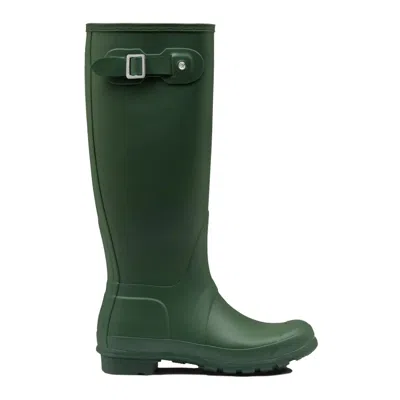 Hunter Original Tall Vulcanised Natural Rubber Wellington Boots In Green