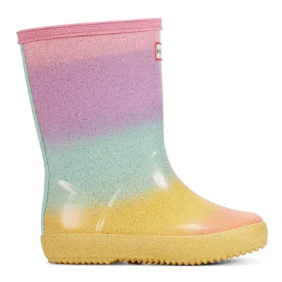 Hunter Kids First Starcloud Rain Boots 3 Rainbow In Animal Print
