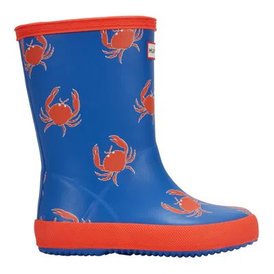 Hunter Kids First Classic Rain Boots 3 Crab Print In Blue