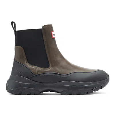 Hunter Men's Landon Waterproof Chelsea Boots 12 Olive/black In Brown
