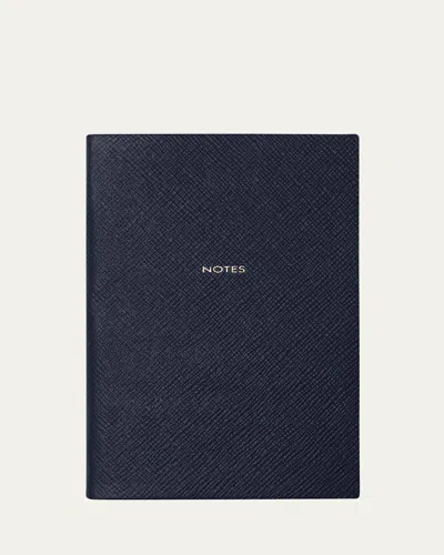 Smythson Notes Chelsea Panama Leather Notebook In Blue