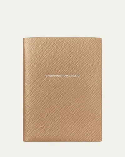 Smythson Wonder Woman Chelsea Panama Leather Notebook In Brown
