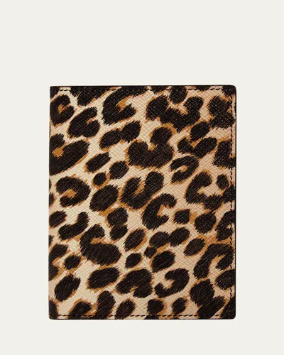 Smythson Panama Leopard Passport Cover In Brown