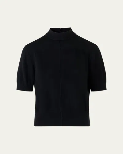 Akris Mock-neck Short-sleeve Cashmere Sweater In Black