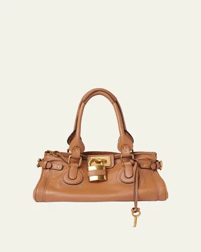 Chloé Paddington Padlock Shoulder Bag In Leather In Brown