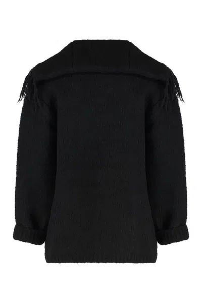 Dries Van Noten Maxi Cardigan In Wool In Black