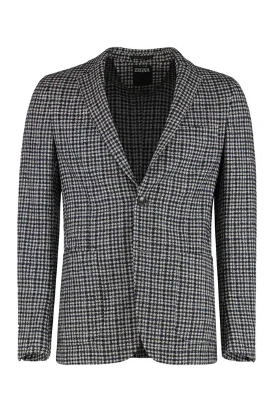Zegna Checked Single-breasted Blazer In Multi