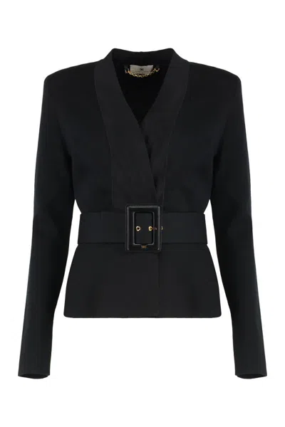 Elisabetta Franchi Sweater With Belt In Black