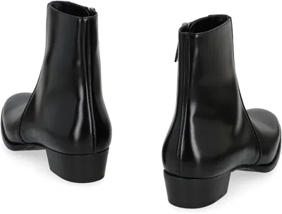 Saint Laurent Ankle Boots With Block Heel And Pointed Toe In Black