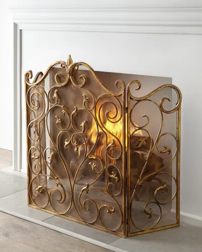 Old World Design Vivienne Fireplace Screen In Brown