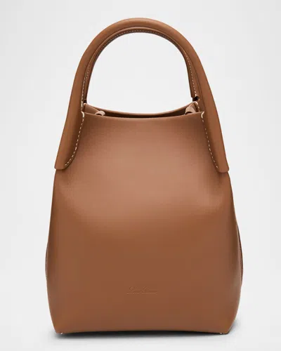 Loro Piana Bale Leather Top-handle Bag In Brown