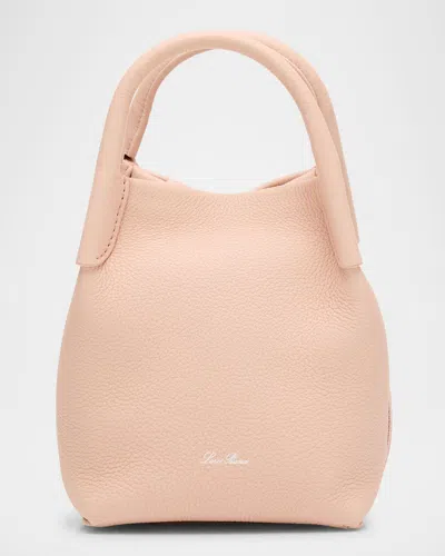 Loro Piana Bale Micro Grain Leather Crossbody Bag In Pink