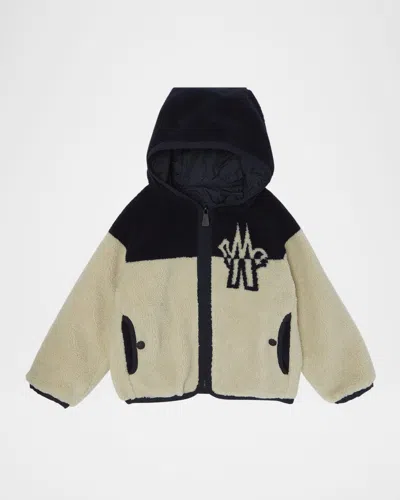Moncler Boy's Hooded Zip-front Fleece Cardigan In Multi